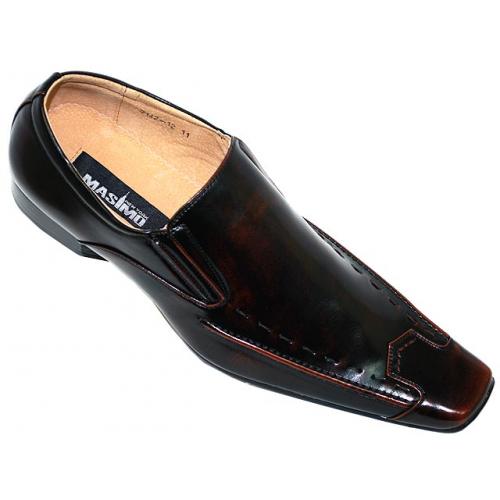 Masimo 2142 Brown Leather Shoes With Stitching On The Border